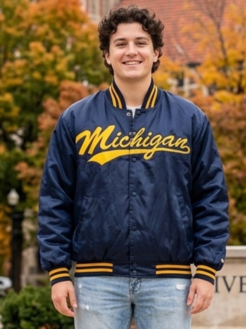 Michigan Navy & Yellow Varsity Jacket